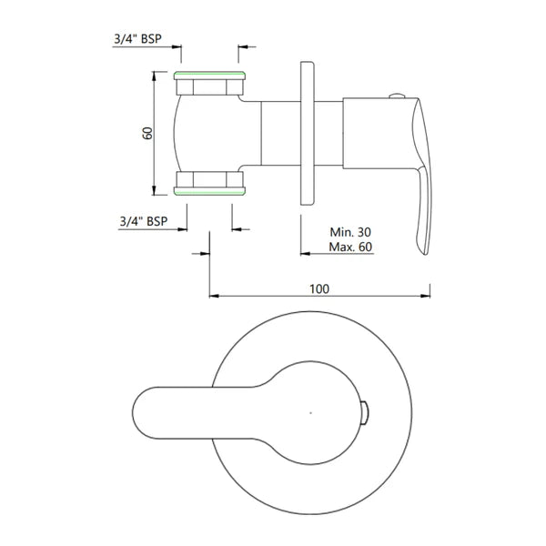 CONCEALED STOP COCK - ESSCO FAUCET -  ( CHROME - COSMO - 0x0 mm - 0inchX0inch )