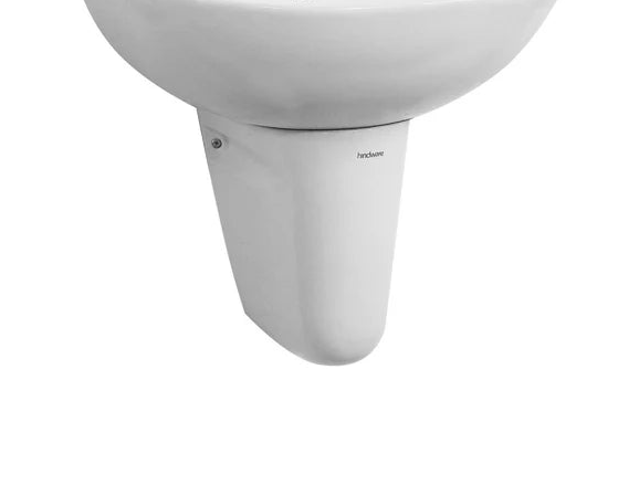 White pedestal sink on a white background