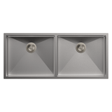 2 BOWL W/O DRAIN BOARD (DEPTH 8INCH) THK 1MM - CARYSIL -  ( MATT - QUADRO - 1143x500 mm - 45inchX20inch )