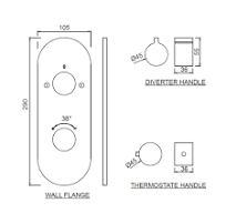 AQUAMAX EXPOSED PART KIT OF THERMOSTATIC SHOWER MIXER WITH 2-WAY OUTLET WITH SLEEVE (COMPATIBLE WITH ALD-681N)- JAQUAR FAUCETS -  ( CHROME - LAGUNA - 0x15 mm - 0inchX0.5inch )