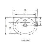 WASH BASIN DUNE - HINDWARE -  ( STAR WHITE - DUNE - 450x330 mm - 18inchX13inch )