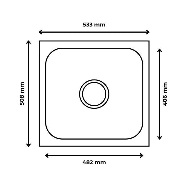 SS KITCHEN SINK 1.0 BOWL (DEPTH 8INCH) WASTE COUPLING WITH PLUMBING KIT - FUTURA -  ( SATIN - DURA - 533x508 mm - 21.32inchX20.32inch )