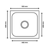 SS KITCHEN SINK 1.0 BOWL (DEPTH 8INCH) WASTE COUPLING WITH PLUMBING KIT - FUTURA -  ( SATIN - DURA - 533x508 mm - 21.32inchX20.32inch )