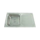 SS KITCHEN SINK 1.0 BOWL WITH DRAINBOARD (DEPTH 8) WASTE COUPLING WITH PLUMBING KIT - FUTURA -  ( SATIN - DURA - 915x508 mm - 36.6inchX20.32inch )
