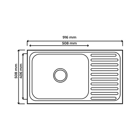 SS KITCHEN SINK 1.0 BOWL WITH DRAINBOARD (DEPTH 8) WASTE COUPLING WITH PLUMBING KIT - FUTURA -  ( SATIN - DURA - 915x508 mm - 36.6inchX20.32inch )