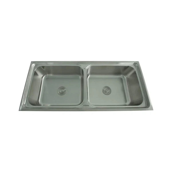SS KITCHEN SINK 2.0 BOWL W/O DRAINBOARD (DEPTH 8INCH) WASTE COUPLING WITH PLUMBING KIT - FUTURA - (SATIN - DURA - 1143x508 mm - 45inchX20inch)