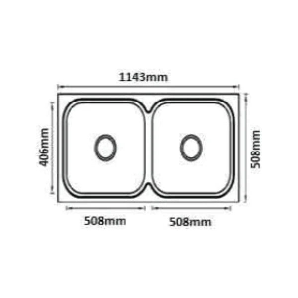 SS KITCHEN SINK 2.0 BOWL W/O DRAINBOARD (DEPTH 8INCH) WASTE COUPLING WITH PLUMBING KIT - FUTURA - (SATIN - DURA - 1143x508 mm - 45inchX20inch)