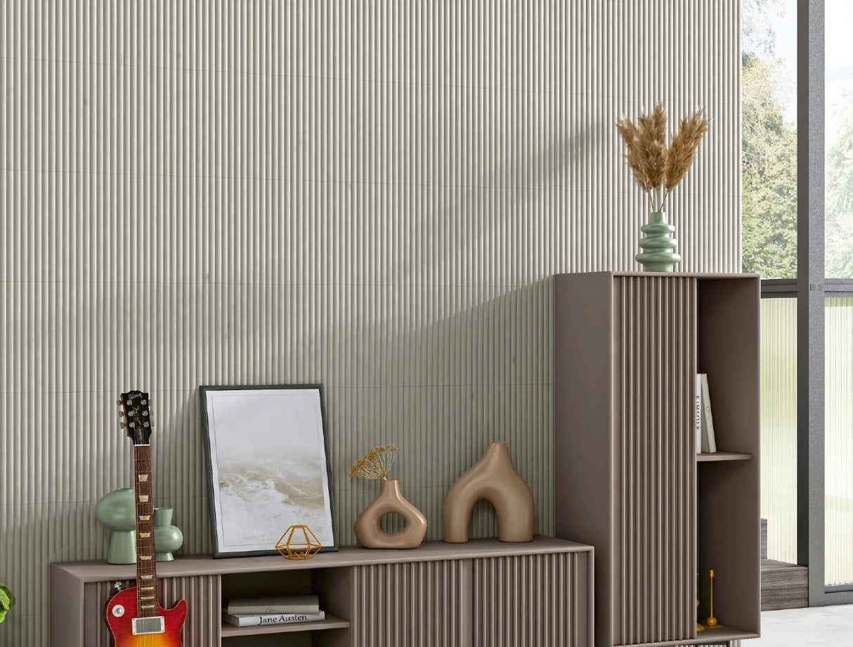 FLUTE DUSTY GREY 10MM - COLORTILE -  (  - FLUTE MATT - 300x75 mm - 12inchX3inch )