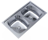 2 BOWL WITH OUT DRAIN BOARD (DEPTH 9INCH) THK 1MM - CARYSIL -  ( MATT FINISH - ELEGANCE - 864x508 mm - 34inchX20inch )