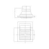 BODY SHOWER 120 MM SQUARE (BRASS)- HINDWARE FAUCETS -  ( POLISHED CHROME - BODY SHOWER-GEOMETRIC - 120x120 mm - 4.7inchX4.7inch )