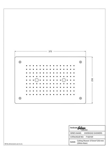 CEILING SHOWER (2MIST+RAIN) - HINDWARE FAUCETS -  ( POLISHED CHROME - SHOWER - 375x250 mm - 15inchX10inch )
