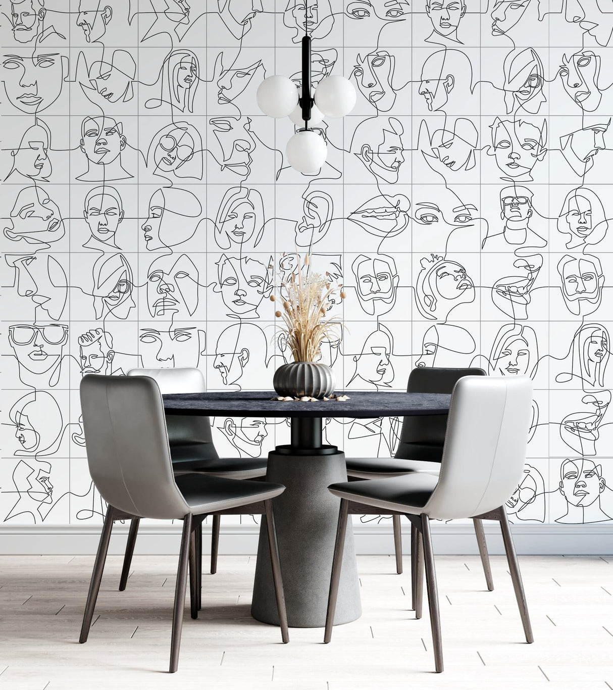 FACE LINE WHITE HL - EUROPEAN -  (  - ART SERIES - 250x250 mm - 10inchX10inch )