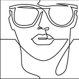 FACE LINE WHITE HL - EUROPEAN -  (  - ART SERIES - 250x250 mm - 10inchX10inch )