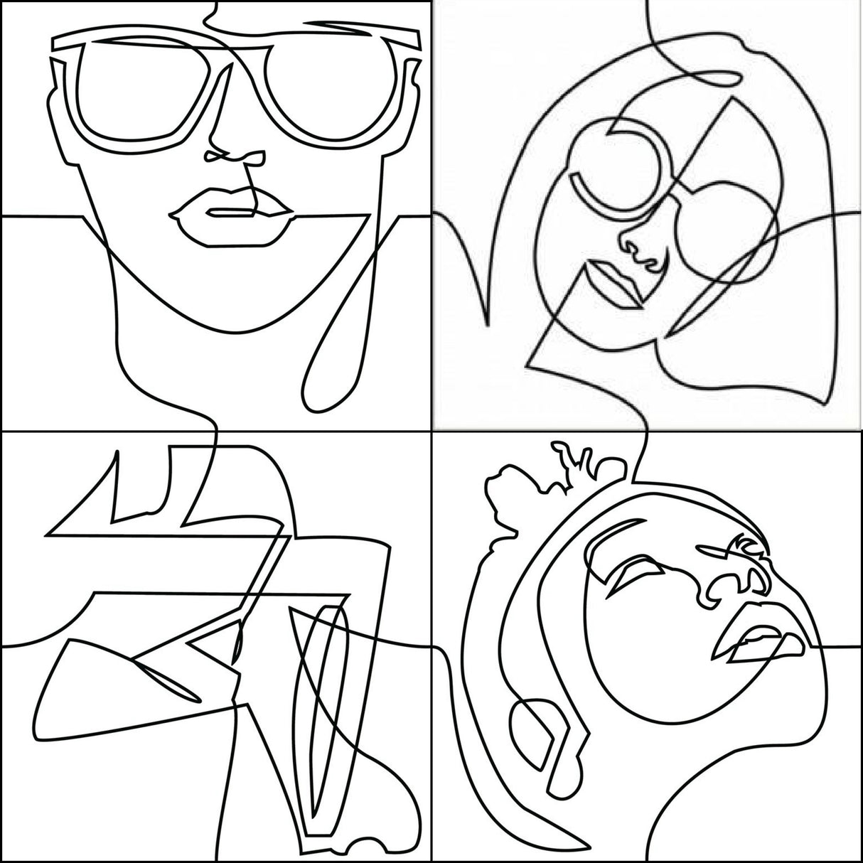 FACE LINE WHITE HL - EUROPEAN -  (  - ART SERIES - 250x250 mm - 10inchX10inch )