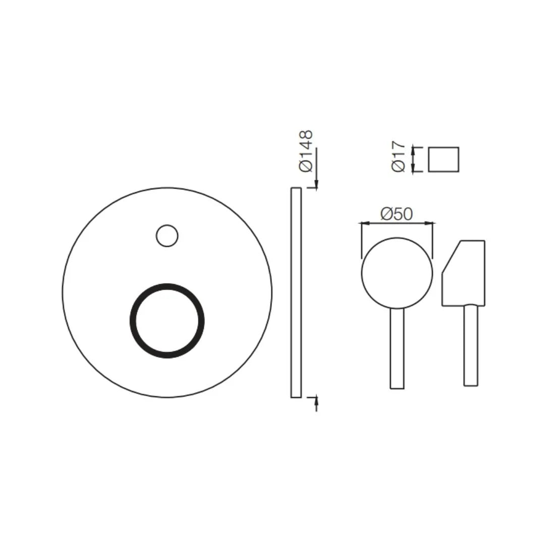 (PRUN)S.L.EXPOSED PARTS DIV KIT BUTTON ON TOP - JAQUAR FAUCETS -  ( CHROME - FLORENTINE - 0x15 mm - 0inchX0.5inch )