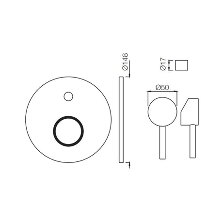 (PRUN)S.L.EXPOSED PARTS DIV KIT BUTTON ON TOP - JAQUAR FAUCETS -  ( CHROME - FLORENTINE - 0x15 mm - 0inchX0.5inch )