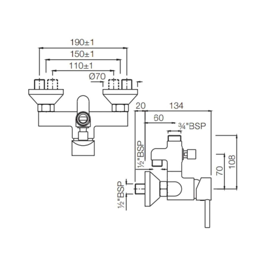 (PRUN)S.L WALL MXR CONN TO EXP PIPE SHWR-1213 - JAQUAR FAUCETS -  ( CHROME - FLORENTINE - 0x15 mm - 0inchX0.5inch )