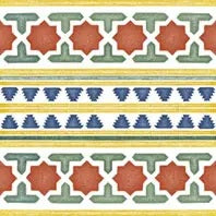 FOLK STARS BORDER MATT  - SIMPOLO-TILES- (  - TINY TILE MATT - 198x198 mm - 7.8inchX7.8inch )