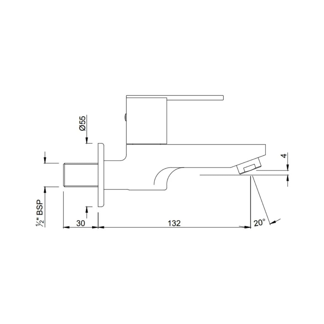 BIB COCK WITH FLANGE - JAQUAR FAUCETS -  ( CHROME - FONTE - 0x15 mm - 0inchX0.5inch )