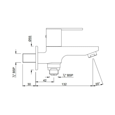 BIB COCK  2-WAY WITH FLANGE - JAQUAR FAUCETS -  ( CHROME - FONTE - 0x15 mm - 0inchX0.5inch )