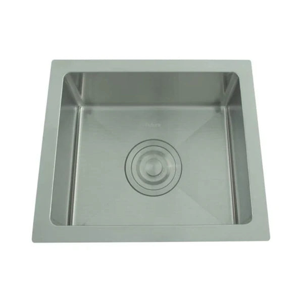 SS KITCHEN SINK 1.0 BOWL WITH DRAINBOARD (DEPTH 7INCH)WITH FA-07 WASTE COUPLING WITH PLUMBING KIT - FUTURA -  ( BRUSHED FINISH - HAND CARVED SERIES - 355x305 mm - 14.2inchX12.2inch )