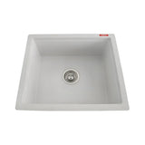 1.0 BOWL QUARTZ SINK W/WASTE COUPLING (DEPTH 8INCH) - FUTURA -  ( WHITE - NATURAL QUARTZ - 460x410 mm - 18.4inchX16.4inch )
