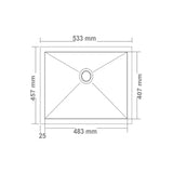 1.0 BOWL SS SINK WITH FA-07 WASTE COUPLING (DEPTH 9INCH)- FUTURA -  ( BRUSHED FINISH - HAND CARVED SERIES - 533x457 mm - 21inchX18inch )
