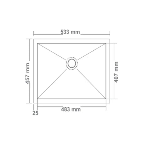 1.0 BOWL SS SINK WITH FA-07 WASTE COUPLING (DEPTH 9INCH)- FUTURA -  ( BRUSHED FINISH - HAND CARVED SERIES - 533x457 mm - 21inchX18inch )
