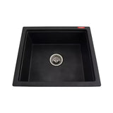 1.0 BOWL WITHOUT DRAIN BOARD QUARTZ SINK WITH FA-05A WASTE COUPLING (DEPTH 8INCH)- FUTURA -  ( BLACK - QUARTZ SERIES - 533x457 mm - 21.32inchX18inch )
