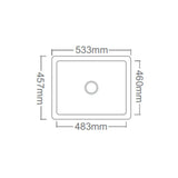 1.0 BOWL WITHOUT DRAIN BOARD QUARTZ SINK WITH FA-05A WASTE COUPLING (DEPTH 8INCH)- FUTURA -  ( BLACK - QUARTZ SERIES - 533x457 mm - 21.32inchX18inch )