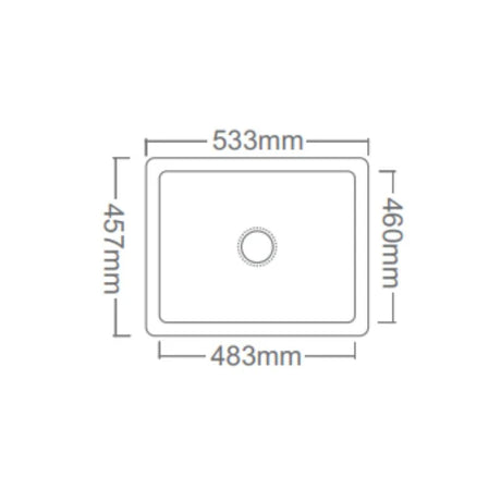 1.0 BOWL WITHOUT DRAIN BOARD QUARTZ SINK WITH FA-05A WASTE COUPLING (DEPTH 8INCH)- FUTURA -  ( BLACK - QUARTZ SERIES - 533x457 mm - 21.32inchX18inch )