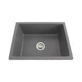 1.0 BOWL QUARTZ SINK WITH FA-05A WASTE COUPLING (DEPTH 8INCH) - FUTURA -  ( GREY - NATURAL QUARTZ - 609x457 mm - 24.36inchX18.28inch )
