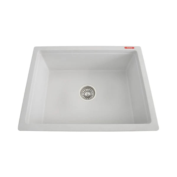 1.0 BOWL QUARTZ SINK WITH FA-05A WASTE COUPLING (DEPTH 8INCH)- FUTURA -  ( IVORY RED - QUARTZ SERIES - 609x457 mm - 24.36inchX18inch )