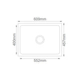 1.0 BOWL QUARTZ SINK WITH FA-05A WASTE COUPLING (DEPTH 8INCH) - FUTURA -  ( GREY - NATURAL QUARTZ - 609x457 mm - 24.36inchX18.28inch )