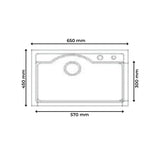 1.0 BOWL QUARTZ SINK WITH FA-04 LIQUID SOAP DISPENSER, FA-07 WASTE COUPLING & FA-02A QUARTZ FAUCET (DEPTH 9INCH) - FUTURA -  ( LIGHT GREY -  - 680x450 mm - 27.2inchX18inch )