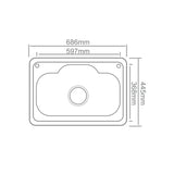1.0 BOWL SS KITCHEN SINK WITH FA-02 FAUCET , FA-04  SOAP DESPENSER WITH PLUMBING KIT (DEPTH 8)- FUTURA -  ( PEARL - DESIGNER SINK - 686x445 mm - 27.44inchX18inch )