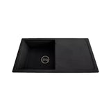 1.0 BOWL WITH DRAIN BOARD WITH FA-05A WASTE COUPLING - FUTURA -  ( BLACK - NATURAL QUARTZ SERIES - 863x432 mm - 34.52inchX17.28inch )