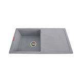 1.0 BOWL WITH DRAIN BOARD QUARTZ SINK WITH FA-05A WASTE COUPLING (DEPTH 8INCH) - FUTURA -  ( GREY - NATURAL QUARTZ - 863x432 mm - 34.52inchX17.28inch )