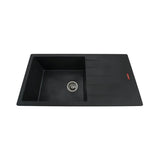 1.0 BOWL WITH DRAIN BOARD QUARTZ SINK WITH FA-05A WASTE COUPLING (DEPTH 9INCH)- FUTURA -  ( BLACK - QUARTZ SERIES - 900x450 mm - 36inchX18inch )