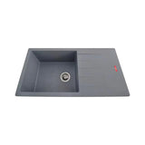 1.0 BOWL WITH DRAIN BOARD QUARTZ SINK WITH FA-05A WASTE COUPLING (DEPTH 9INCH)- FUTURA -  ( GREY - QUARTZ SERIES - 900x450 mm - 36inchX18inch )