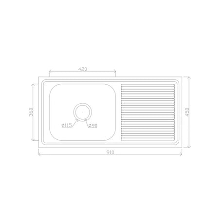 SS KITCHEN SINK 1.0 BOWL WITH DRAINBOARD (DEPTH 8) WASTE COUPLING WITH PLUMBING KIT - FUTURA -  ( SATIN - DURA - 910x450 mm - 36.4inchX18inch )