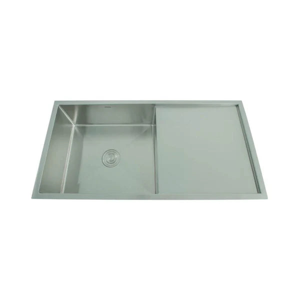 SS KITCHEN SINK 1.0 BOWL WITH DRAINBOARD (DEPTH 9)WITH FA-07 WASTE COUPLING WITH PLUMBING KIT - FUTURA -  ( BRUSHED FINISH - HAND CARVED SERIES - 1016x508 mm - 40inchX20.32inch )