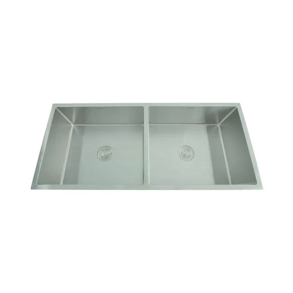 SS KITCHEN SINK 2.0 BOWL W/O DRAINBOARD (DEPTH 9INCH)WITH FA-07 WASTE COUPLING & PLUMBING KIT - FUTURA -  ( BRUSHED FINISH - HAND CARVED SERIES - 1143x508 mm - 45inchX20.32inch )