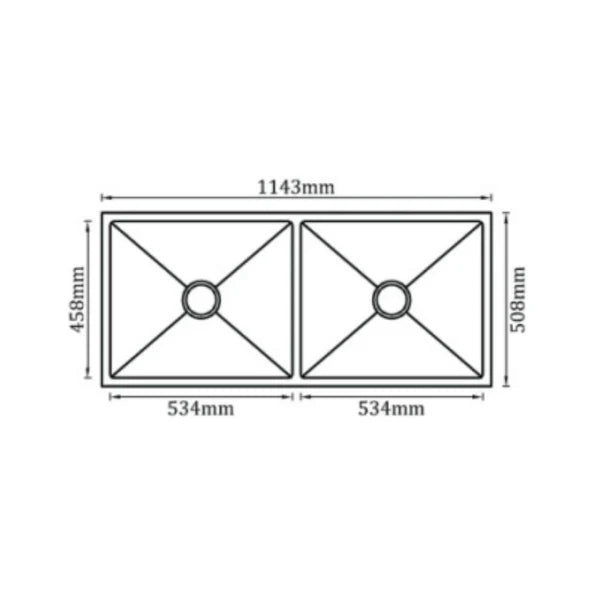 SS KITCHEN SINK 2.0 BOWL W/O DRAINBOARD (DEPTH 9INCH)WITH FA-07 WASTE COUPLING & PLUMBING KIT - FUTURA -  ( BRUSHED FINISH - HAND CARVED SERIES - 1143x508 mm - 45inchX20.32inch )