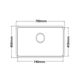 UMDERMOUNT SQUAR SS SINK (DEPTH 9INCH)WITH WASTE COUPLING - FUTURA -  ( SATIN FINISH - UNDERMOUNT SERIES - 780x450 mm - 31.2inchX18inch )