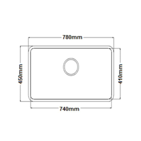 UMDERMOUNT SQUAR SS SINK (DEPTH 9INCH)WITH WASTE COUPLING - FUTURA -  ( SATIN FINISH - UNDERMOUNT SERIES - 780x450 mm - 31.2inchX18inch )