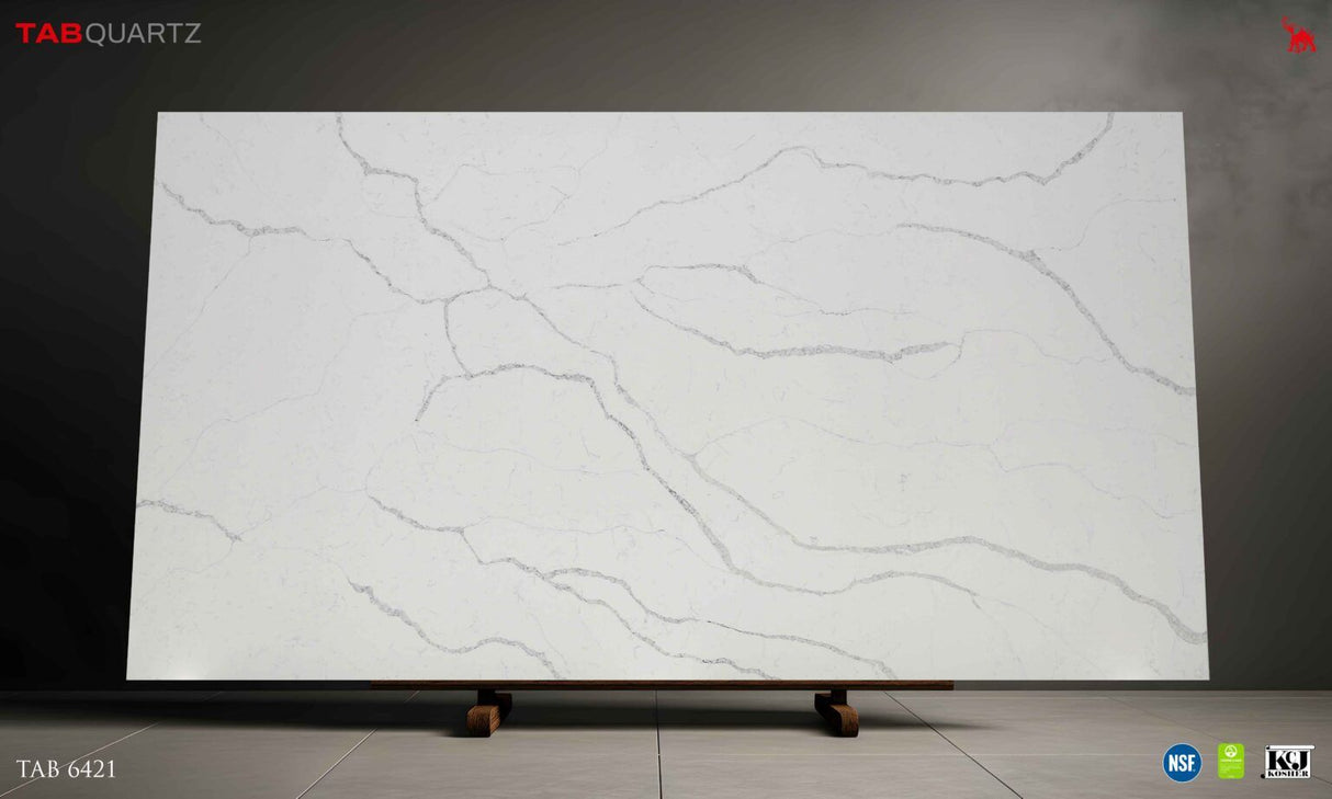 CALACATTA-8 - CALACATTA GRIGIO (6421) - SURFACES -  (  - TABQUARTZ - 3270x1640x20 mm - 128.74inchX64.57inchX0.8inch )