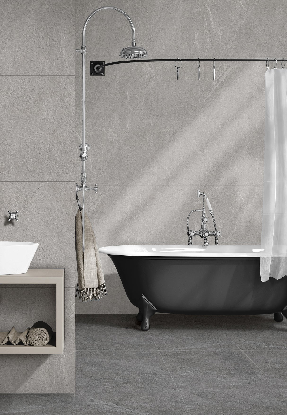 NAUTICA GRIS - INDIAN TILES -  (  - MIORCA-RUSTIC - 1200x600x8 mm - 48inchX24inchX0.3inch )