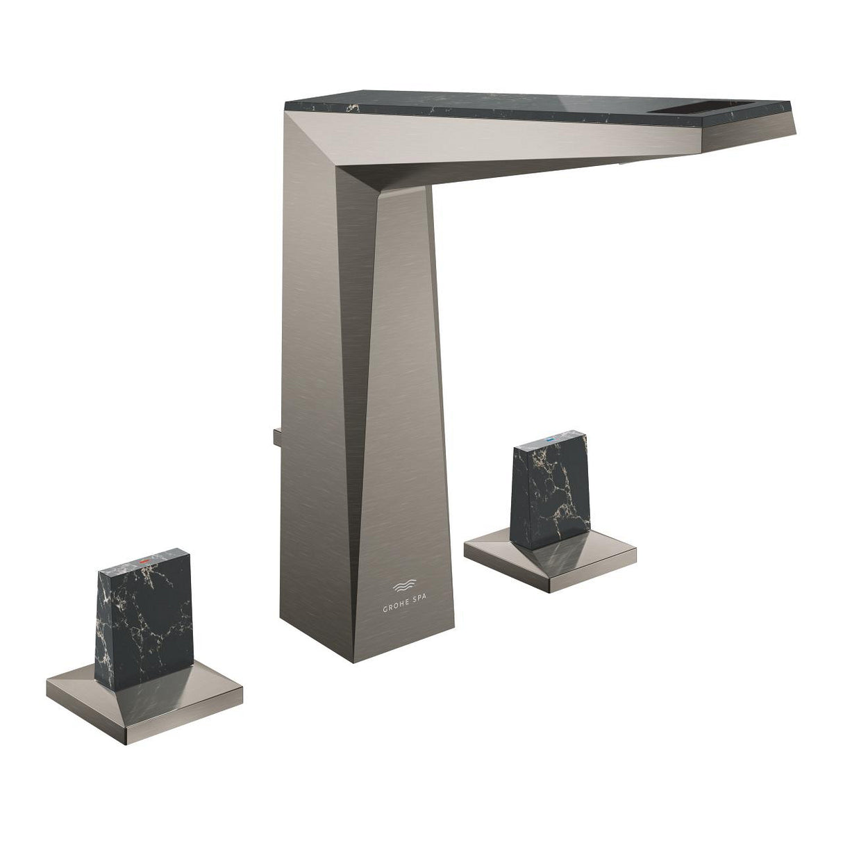 ALLURE BRILLIANT THREE-HOLE BASIN MIXER WITH BAIDED PIPES L-SIZE BLACK CAESARSTONE TRAPEZE HANDLES - GROHE - (BRUSHED HARD GRAPHITE - G5-ALLURE BRILLIANT - 0x15 mm -  0inchX0.5inch)