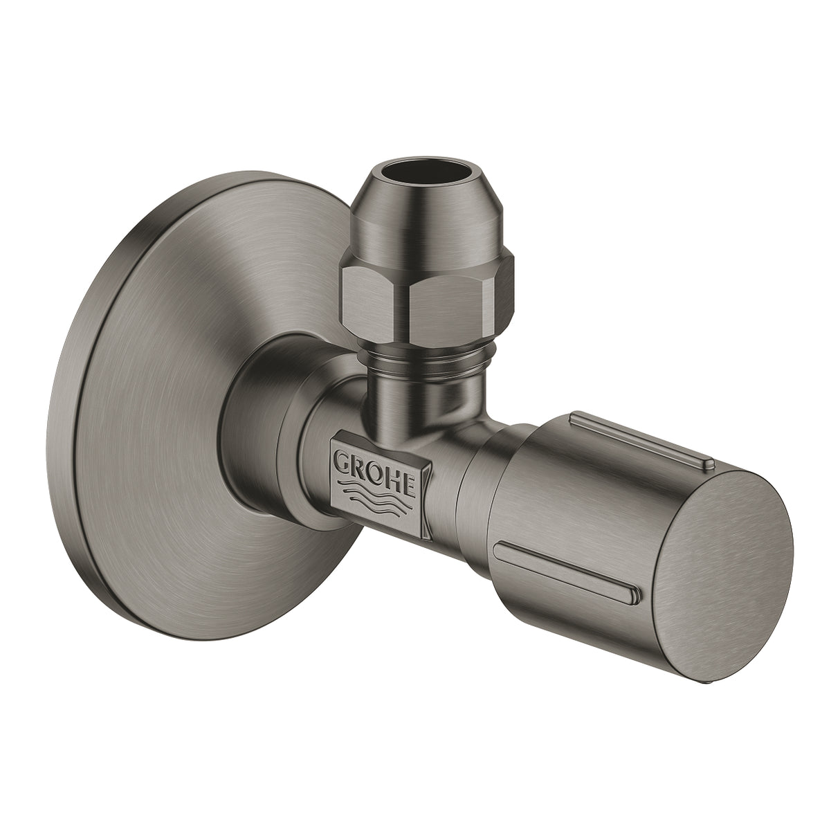 ANGLE VALVE 1/2INCH X 3/8INCH - GROHE - (BRUSHED HARD GRAPHITE - G5 - ANGLE VALVES NEUTRAL HANDLE - 15x10 mm - 0.5inchX0.4inch)
